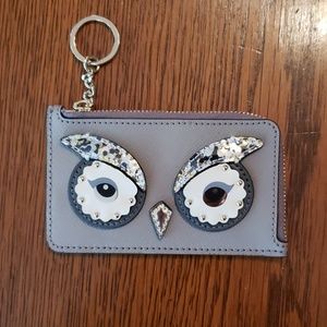 Kate Spade Glitter Owl card case key ring wallet